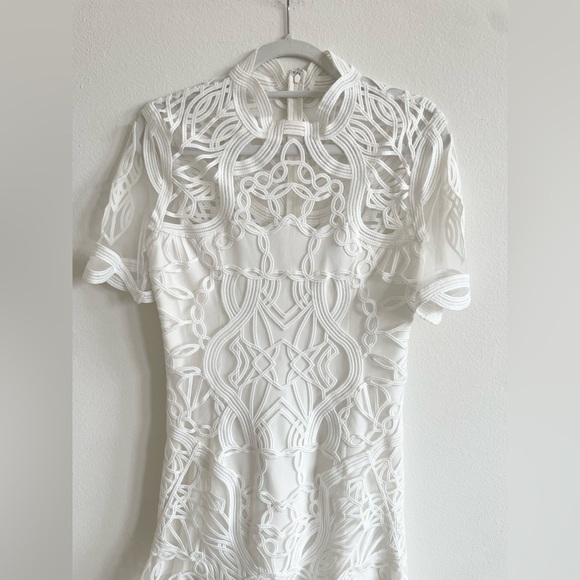 Jonathan Simkhai Ivory Truss Applique Cap Sleeve Mini Flare Dress 10 - Picture 6 of 11